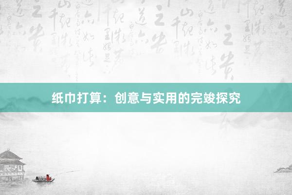 纸巾打算：创意与实用的完竣探究